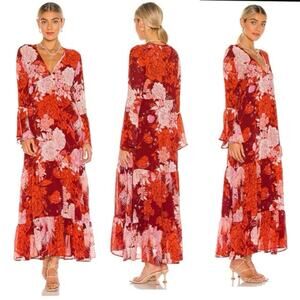 Free People Moroccan Floral Bell Sleeve Maxi Dress S